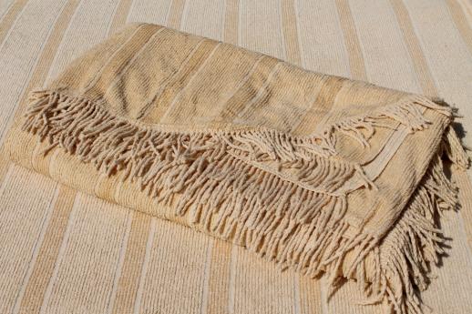  mid-century mod vintage cotton chenille bedspreads w/ retro gold stripes