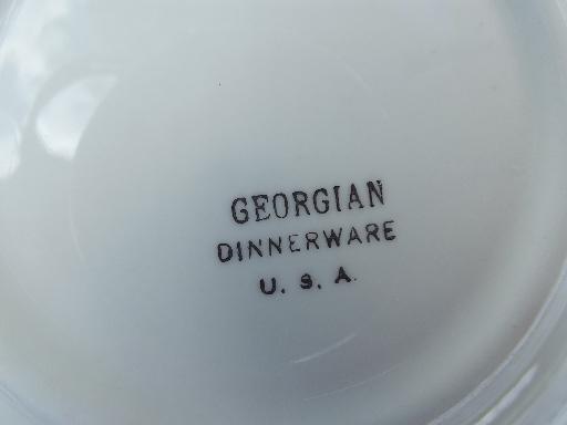 10 antique Homer Laughlin Georgian china fruit bowls, rose lattice