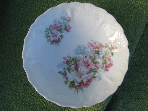 10 antique azalea lily floral china fruit bowls, vintage Germany?