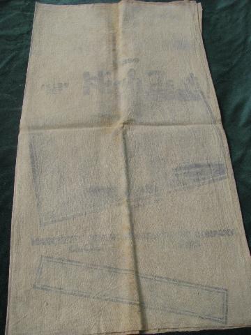 10 vintage feedsack shop/kitchen towels, heavy old cotton sacking fabric