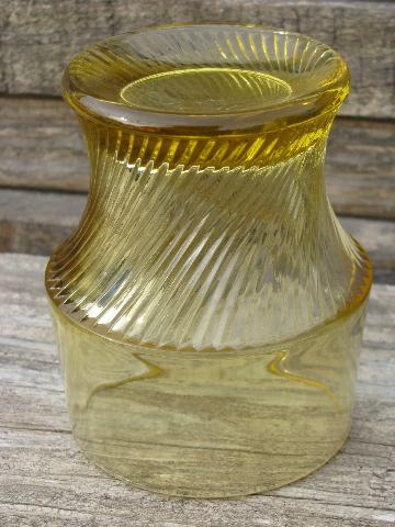 10 vintage tumblers, spiral rib grip glasses georgian amber gold glass