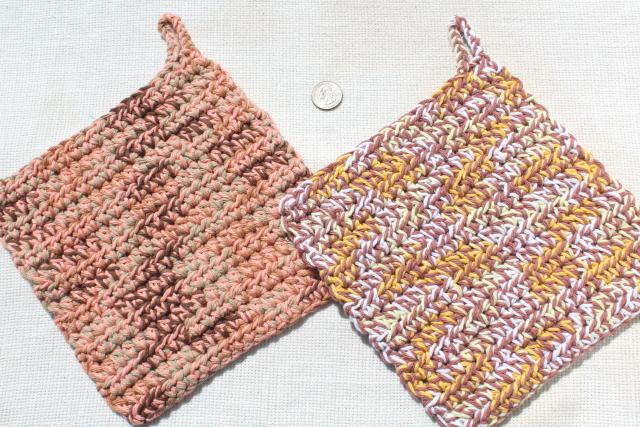 12 new hand knit crochet cotton kitchen pot holders w/ hanging loops