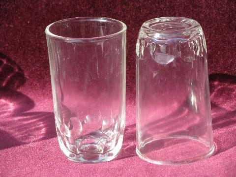 12 old jelly jar tumblers, vintage thumbprint pattern jelly glasses