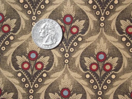 13 yds print cotton quilt fabric, quilting fabric lot  in shades of antique gold