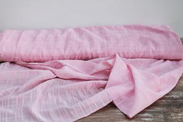18 yards 54 wide soft girly pink flowy poly fabric semi sheer w/ windowpane weave pattern