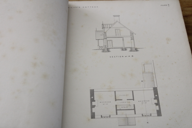 1800s antique book Audsley building design w/ elevations Cottage, Lodge  Villa Architecture
