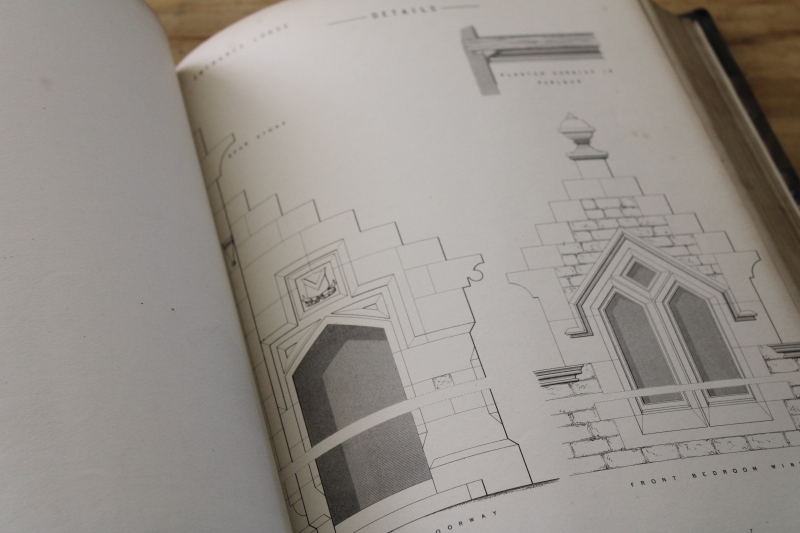 1800s antique book Audsley building design w/ elevations Cottage, Lodge  Villa Architecture