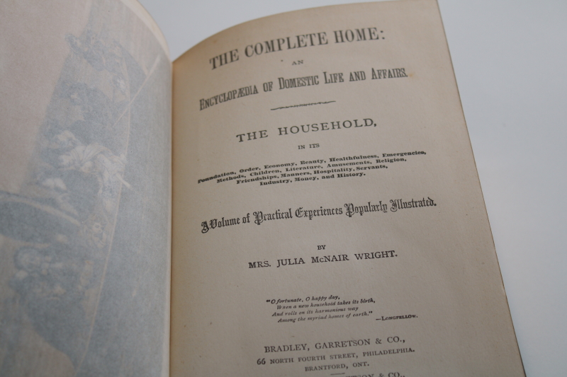 1800s antique gilt leather bound book Complete Home encyclopedia of domestic life homekeeping family care