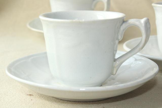 1860s vintage antique white ironstone china embossed prairie wheat English tea or coffee cups