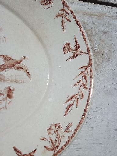 1870s Indus brown transferware meat platter, antique Ridgway china
