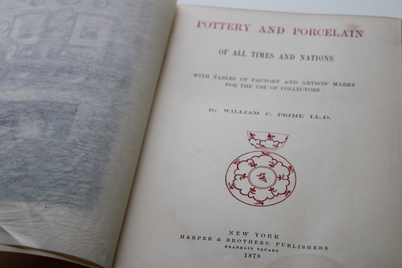 1870s vintage book Pottery and Porcelain of all Times and Nations, antique ceramic wares