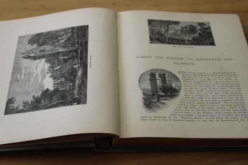 1880s antique book, Scotland illustrated with engravings, Scots scenic  historical landmarks