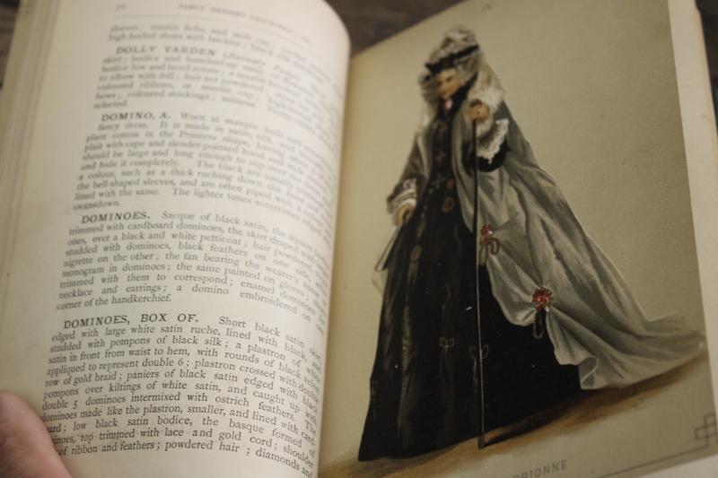 1880s book of masquarade ball gowns, costume dresses, historical costuming dressmaking Victorian era