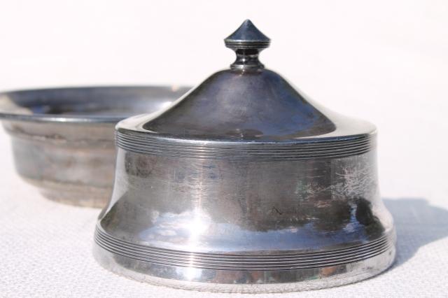 1881 Rogers silver plate round butter dish w/ dome cover, vintage silverplate