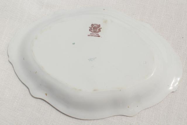 1890s antique English transferware platter or tray, Grindley England ironstone semi-porcelain