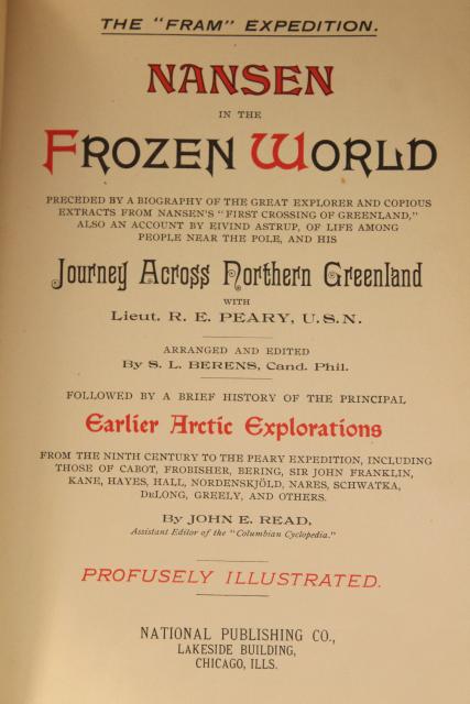 1890s polar exploration Greenland history travel adventure w/ engravings antique book