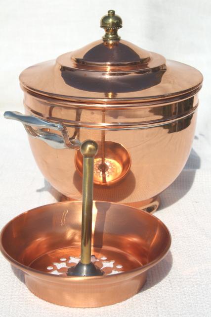 1890s vintage Manning Bowman copper coffee pot basket for samovar, antique percolator