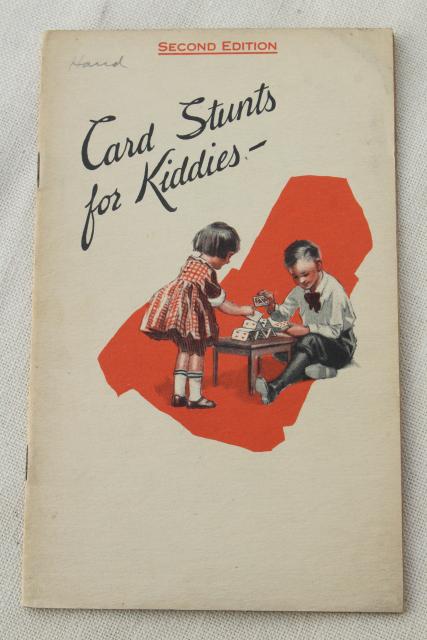1920s playing card tricks & games booklets, parlor trick fortune telling house of cards 