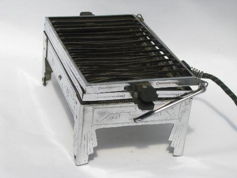 1920s vintage chrome Sunbeam early electric table cooker, stove grill toaster