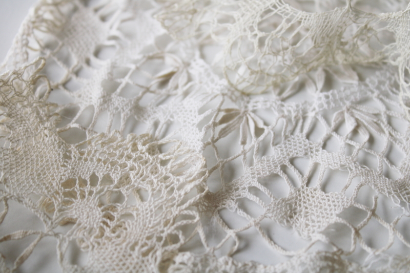 1920s vintage cobweb fine cotton lace doilies lot, antique machine lace shabby chic