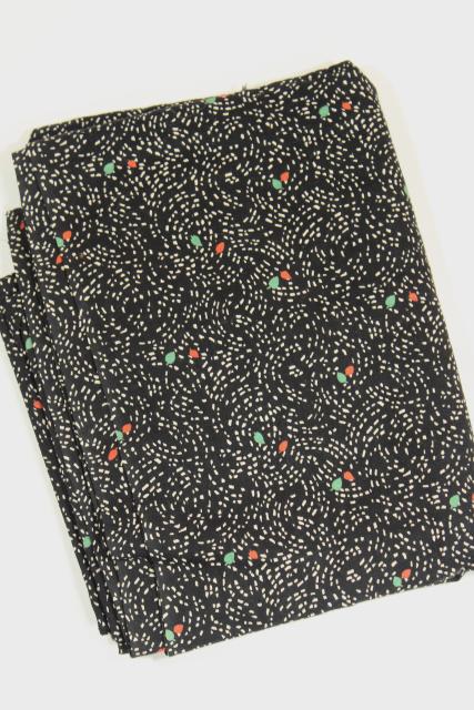 1920s vintage dress or skirt material, flapper era print on black cotton fabric