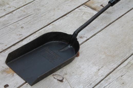 1920s vintage fire shovel or coal scoop, NeverBreak shovel w/ hickory handle