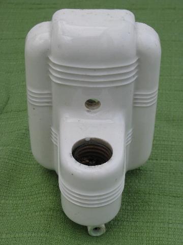 1930's art deco vintage white ironstone china wall sconce light