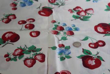 1930s or 40s fruit print cotton fabric, cherries, apples, berries & strawberries