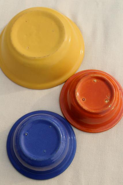 1930s or 40s vintage kitchen bowls in fiesta colors, old California pottery?