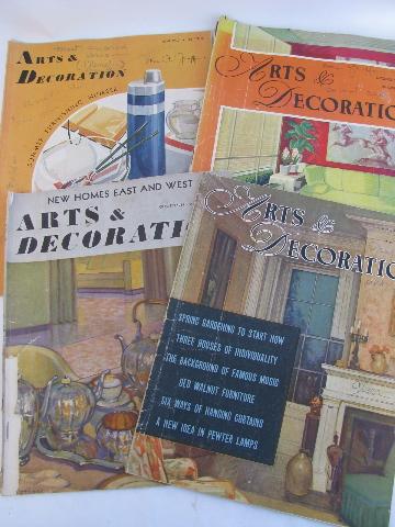 1930s vintage Arts & Decoration magazines lot, art deco modern & antiques