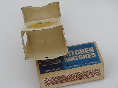 1930s vintage match holder, metal wall box for kitchen stove matches