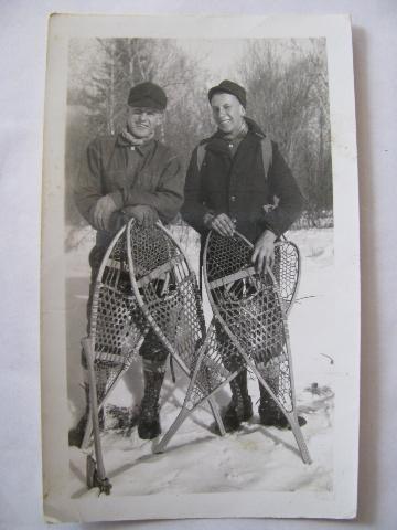 1930s vintage photo, Wisconsin farmers w/ snowshoes