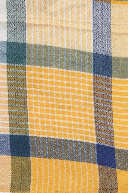 1940s, 50s, 60s vintage kitchen tablecloths, retro plaids, plaid woven & print fabric