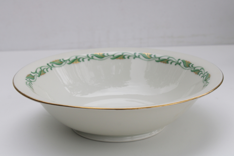 1940s 50s vintage Germany Baronet Augusta china, large round bowl, swags in holiday green gold