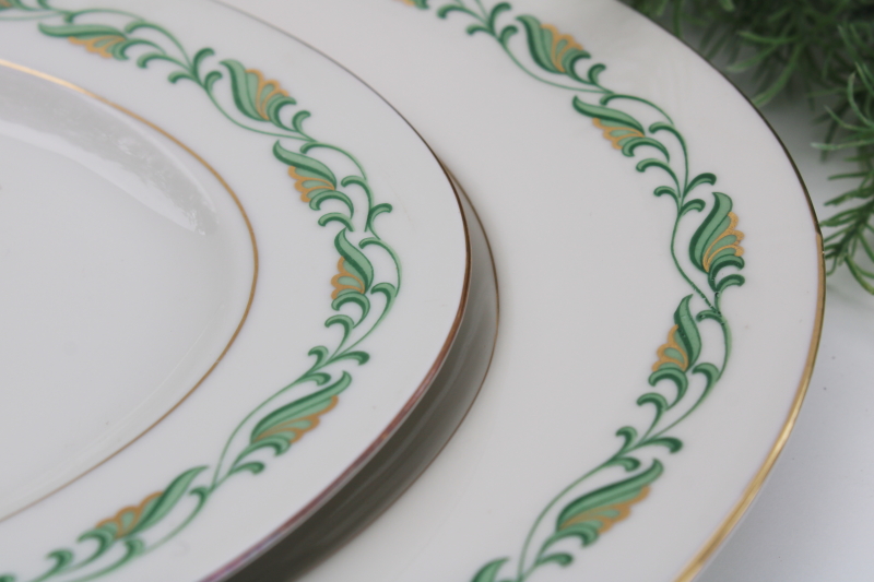 1940s 50s vintage Germany Baronet Augusta china platters, swags in holiday green gold