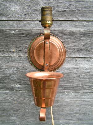 1940's solid copper wall sconce