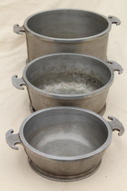 1940s vintage Guardian Service ware aluminum cookware dutch oven pots and pans stack