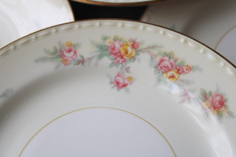 1940s vintage Homer Laughlin china, set of 8 small dessert or bread plates Cashmere floral