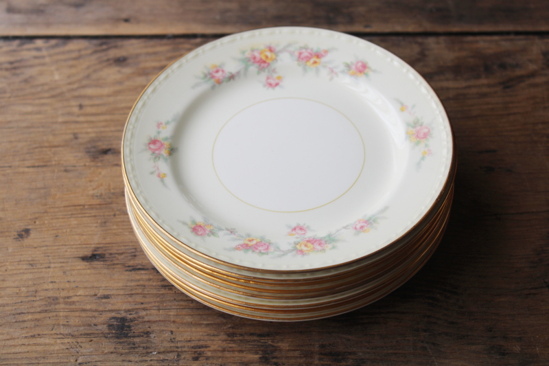 1940s vintage Homer Laughlin china, set of 8 small dessert or bread plates Cashmere floral