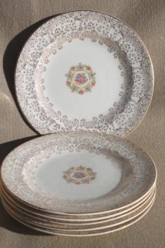 1940s vintage Mary Dunbar Vanity Fair china, set of six dessert plates