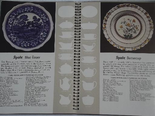 1940s vintage Spode china pattern catalog book, about 50 patterns