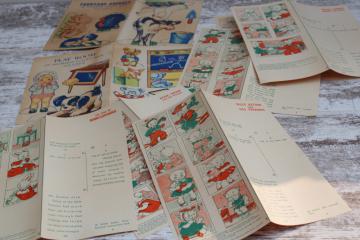 1940s vintage childrens craft pages lot, cutout paper doll  farm animals, mini story books to make