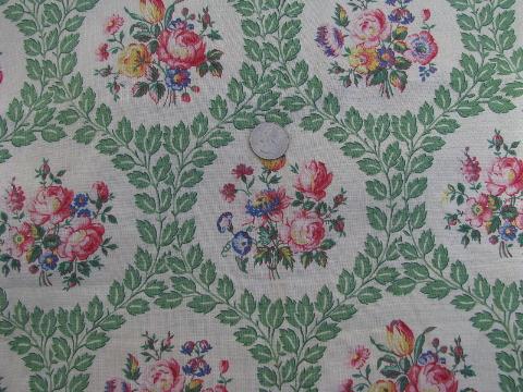 1940s vintage floral print cotton fabric lot, rose prints w/ green