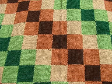 1940s vintage handwoven wool blanket, weave-it loom patchwork squares