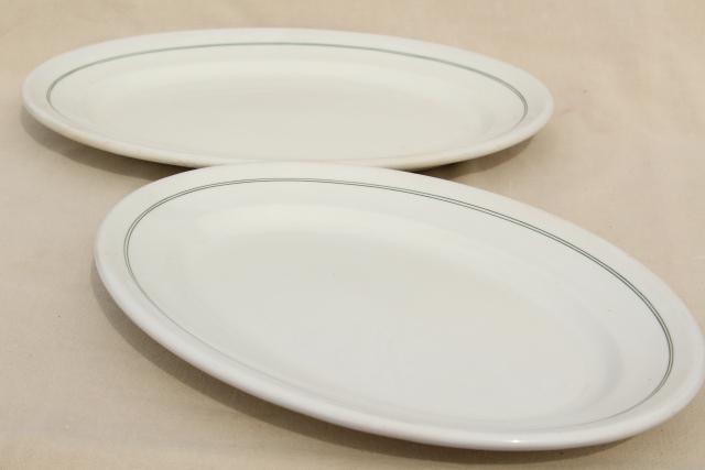 1940s vintage ironstone platters, motel hotel ware restaurant china oval plates