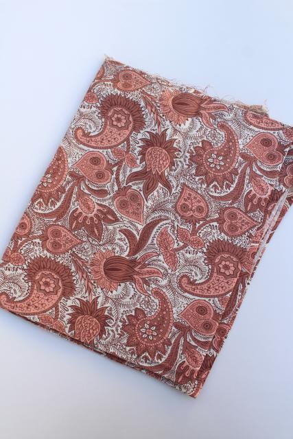 1940s vintage paisley print material, printed cotton feed sack fabric