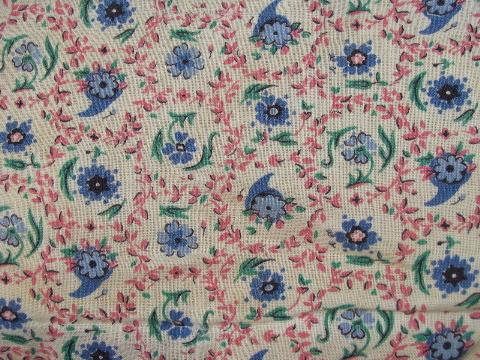 1940's vintage pieced patchwork print cotton comforter, hand-tied quilt