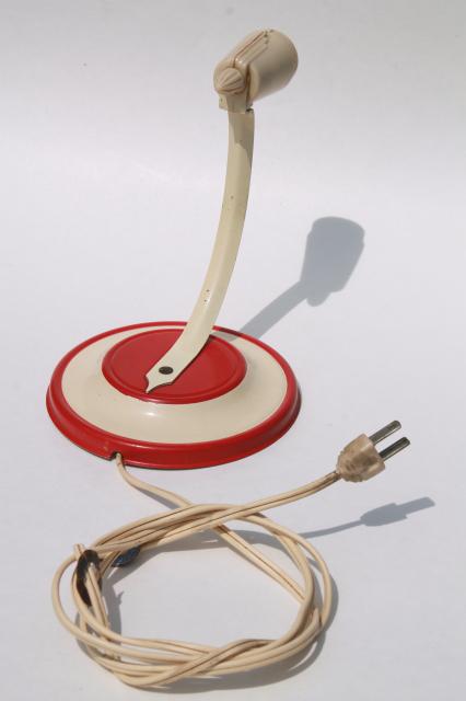 1940s vintage pin up wall sconce lamp or reading light, retro red bullseye
