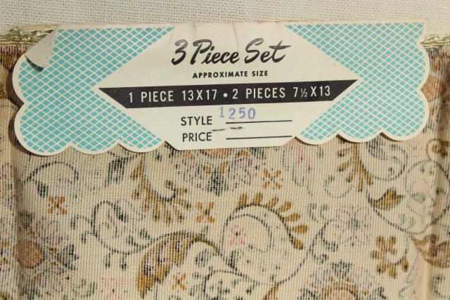 1940s vintage tapestry print fabric chair set, unused w/ original label