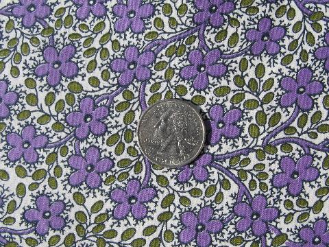 1940s-50s vintage cotton print fabric, tiny lavender purple flowers